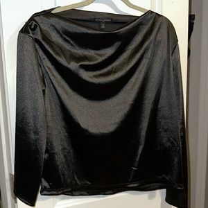 Banana Republic Black Satin Long-Sleeve Blouse